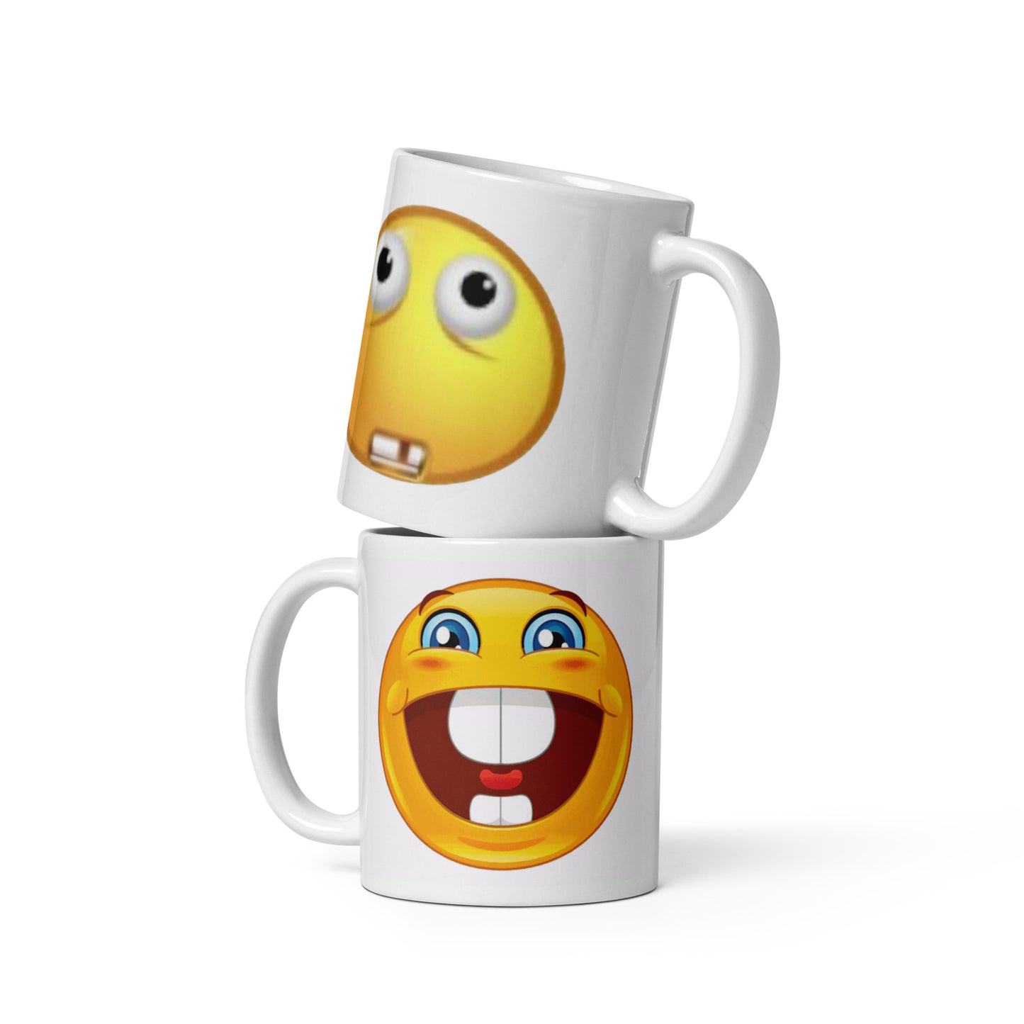 Two faced buck tooth emojis mug